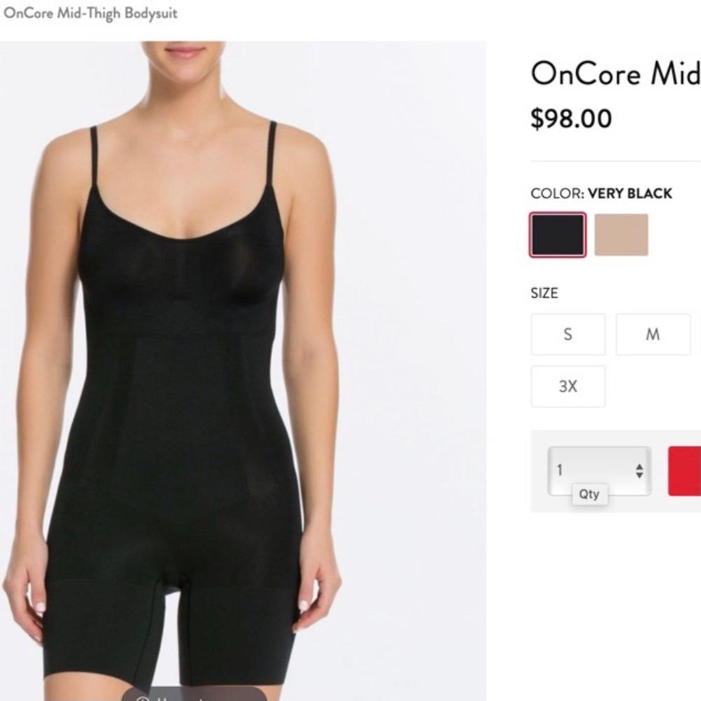 SPANX oncore mid-thigh bodysuit black size L